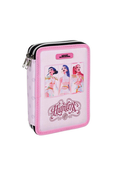 Javoli Kpop Girls on Demon Hunt Pink Pencil Case Filled with Two Tiers