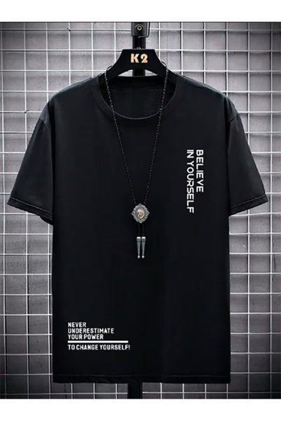ship master Men's Oversize Slogan Cotton T-Shirt Crew Neck Short Sleeve Streetwear Summer