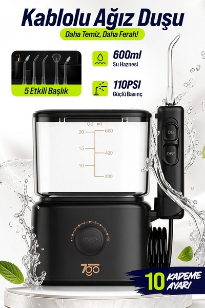 7GO 7GMF3 600 ML Ağız Duşu – 110 PSI Güçlü Su Basıncı, 5 Kademeli Ayar, 5 Baş...