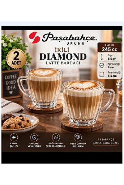 Paşabahçe Set de 2 pahare cu mânere tip diamant, 245ml, 55083, produs nou