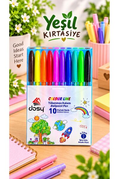YEŞİL KIRTASİYE قلم حبر جاف 10 ألوان