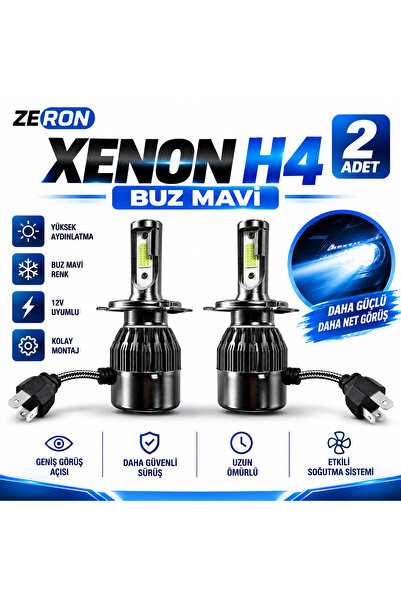 Oto Çizgi Xenon H4 Buz Mavi LED Far Ampulü 12V - 2 Adet Yüksek Aydınlatma Kol...