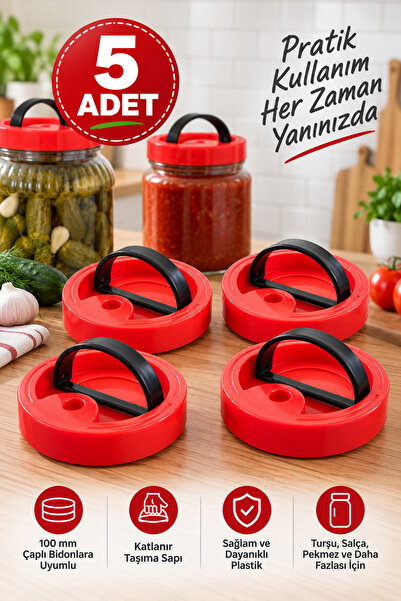 Binbirreyon 5 Pcs Plastic Folding Handle Cap Jar Lid Canister Cover 100mm Ra661