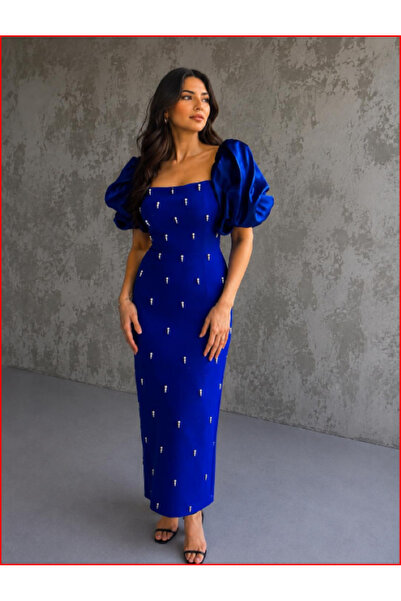 MOODMODA Roselia Pearl Taş Detaylı Elbise