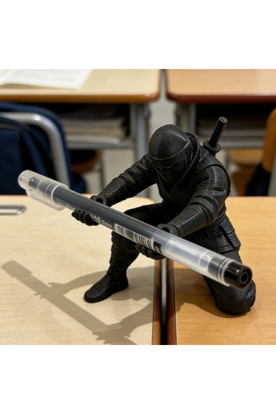 Choice 1pc Black Desktop Art 3D Printed Ninja Pen Holder Unique Figurine Stat...
