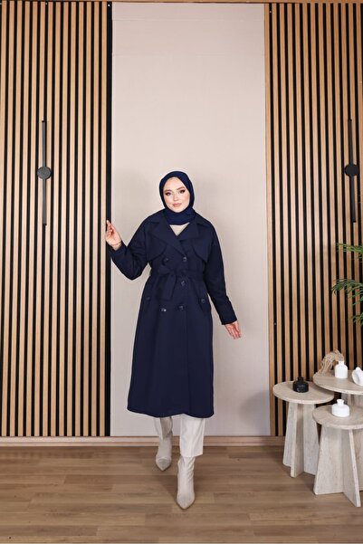 Vibeys Moda Keten Kumaş Su Geçirmez Astarlı Ve Kemerli Araboy Kadın Trençkot