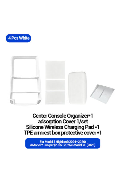 Choice 4 PCS Whtie 1/4Set For Tesla Model 3 Y YL Highland Juniper Armrest Pad...