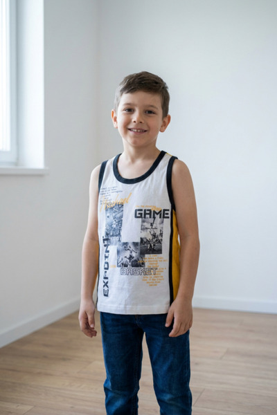 OEM Tricou fara maneci baieti din bumbac cu imprimeu baschet EXPOINT Michael ...