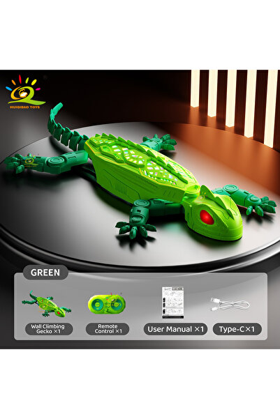 Choice GREEN RC Electric Gecko Toy Features Colorful Lights, Wall-Climbing Ca...