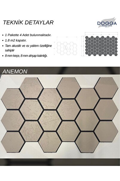 DOGGA PROFILE-PANEL Hexagon JR , Dekoratif Duvar Paneli , İskandinav Duvar Pa...
