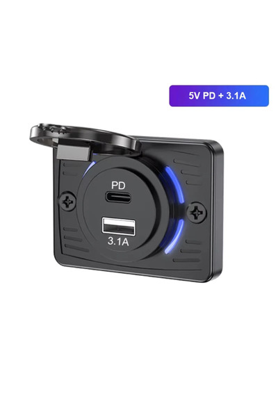 Kebidumei 5V PD 3.1A 12V-24V Dual USB QC3.0 PD 3.1A/2.1A Car Charger Socket Q...