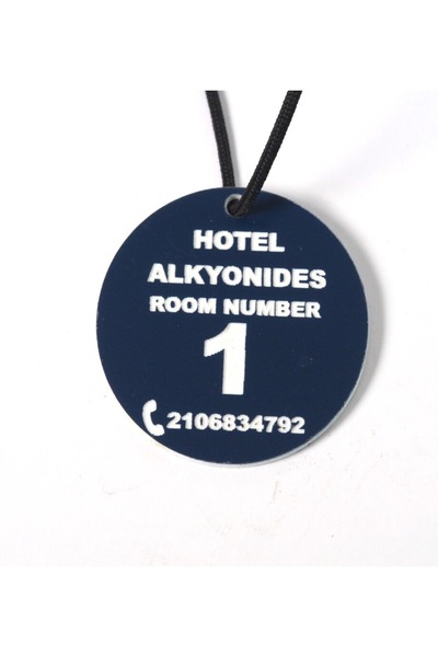 NO BRAND Ταυτότητα για μπρελόκ Δωματίων Ξενοδοχείου σε μπλέ-λευκό μάτ plexigl...