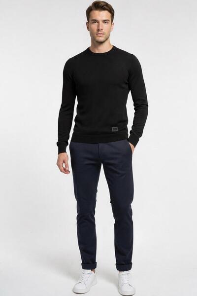 TENA Men's Black Crew Neck Thessaloniki Knit Corspan Knitwear