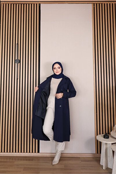 Vibeys Moda Keten Kumaş Su Geçirmez Astarlı Ve Kemerli Araboy Kadın Trençkot