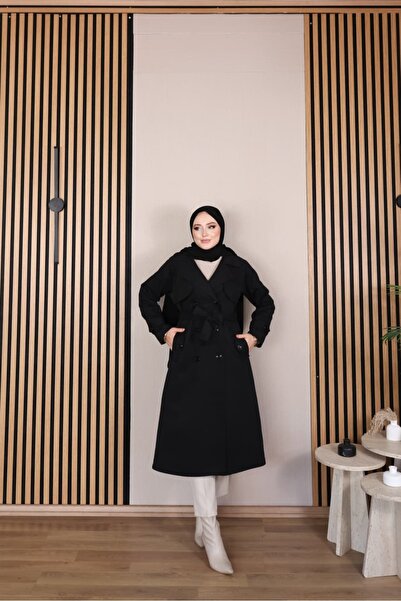 Vibeys Moda Torino Fabric Waterproof Lined and Belted Araboy Women's Trench Coat