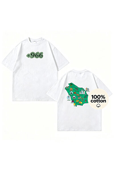 MUZİ Saudi National Day Men and Women's 100% Cotton T-Shirt Printed Round Nec...