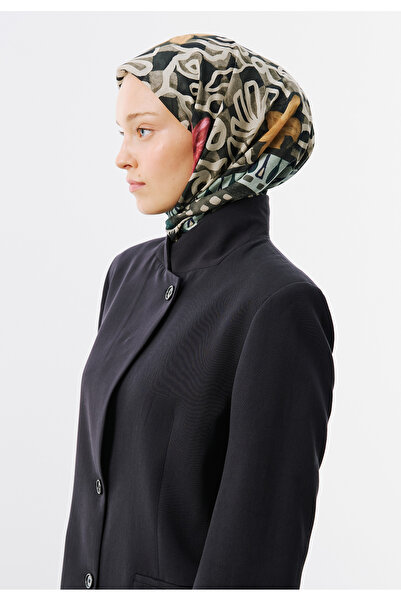 Freshscarfs Bloom Geometry Desen Vual Eşarp Siyah