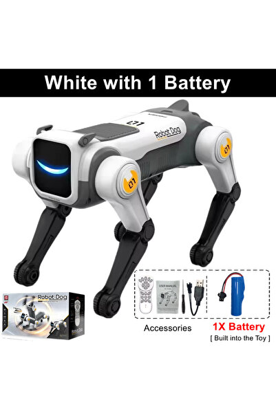 Choice White with 1 Battery RC Mechanical Dog Intelligent AI RC Robot Dog Voi...