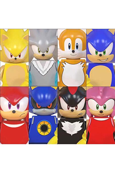 BANDAI WM6086 8Pcs/set Anime Games Hedgehog Sonic Building blocks Mini Action...