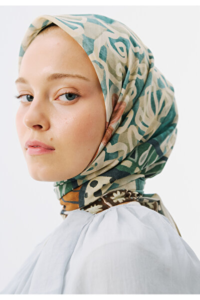 Freshscarfs Bloom Geometry Pattern Voile Scarf Ocean