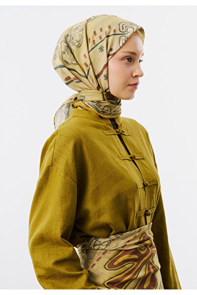 Freshscarfs Abstract Harmony Desen Vual Eşarp Camel