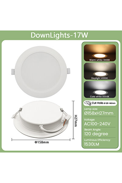 Choice 10pcs Cold white 6000K 17W 1-10pcs/lot Recessed Led Downlight Round Le...
