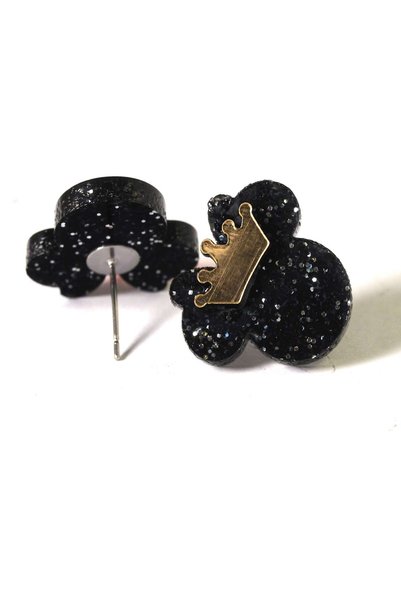 NO BRAND Σκουλαρίκια Minnie glitter με κόρωνα χρυσό darvin plexiglass καρφωτά...