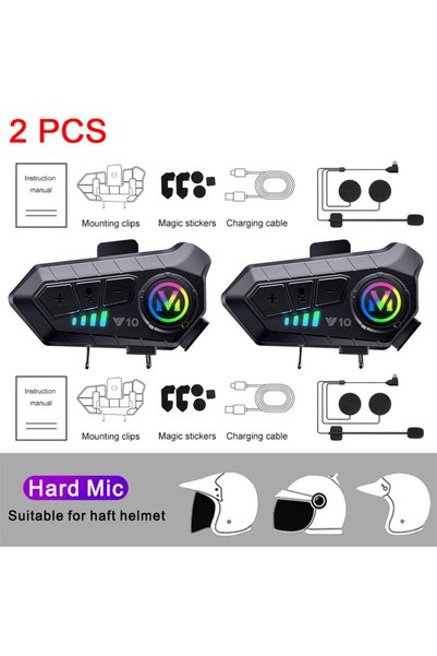 Choice 2 PCS Hard Mic Motorcycle Helmet Headset Wireless Bluetooth Headphones...