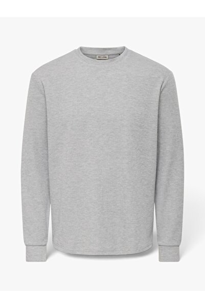 Only & Sons ONSINFINITY RLX LS TEE Erkek Gri T-Shirt - 22039247