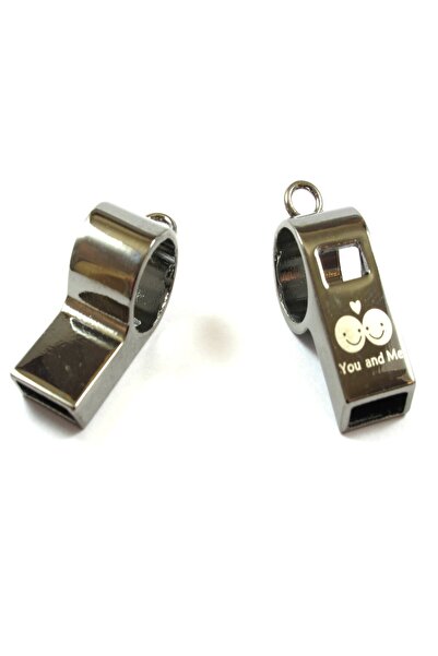 NO BRAND Σφυρίχτρα μαύρη μεταλλική κρεμαστή 28x10mm