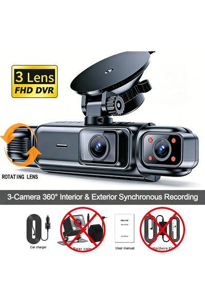 Choice No SD Card 3-channel 4 Channel 360° Dash Cam Black Box for Car Video R...