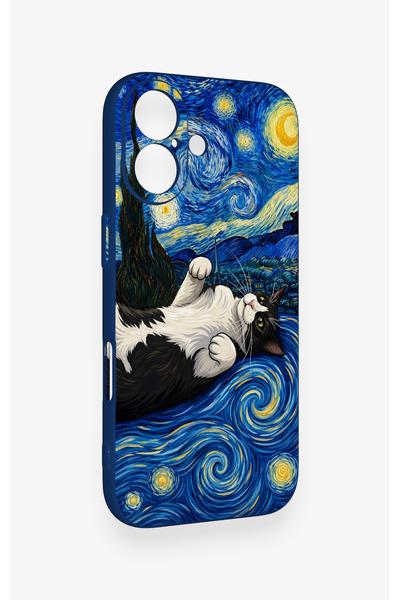 Vip Case iPhone 17 Uyumlu Gökyüzü ve Kedi Desenli Silikon Kılıf