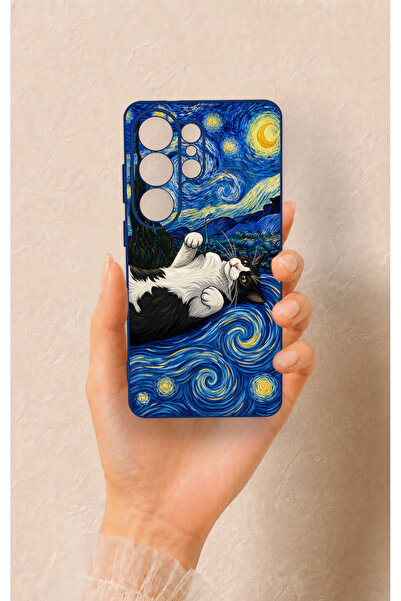 Vip Case Samsung S26 Ultra Uyumlu Gökyüzü ve Kedi Desenli Silikon Kılıf
