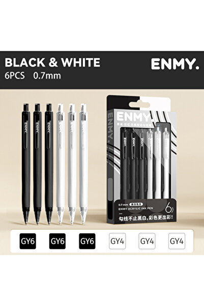 Choice black white ENMY 48 Acrylic Gel Pen Rainbow Gradient Colors Fine Tip 0...