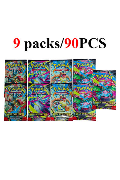 BANDAI MEGA 9 packs 90/360PCS Pokémon Card Packs 151， ASCENDED HEROES 。Evolut...