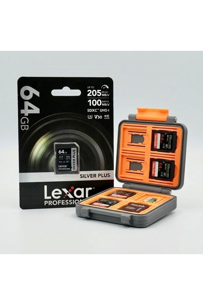 Lexar Professional Silver Plus 64GB SDXC Kart 205MB/s V30 4K + Özel Taşıma Ku...