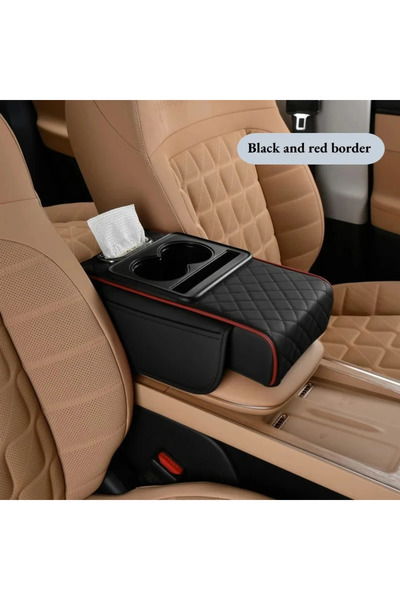 Choice Black Red Auto Center Console Armrest Height Pad, Armrest Cushion Cove...