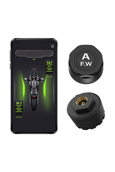 Choice Portable Black Motorcycle TPMS 2 Sensors Bluetooth 5.0 Tire Pressure M...