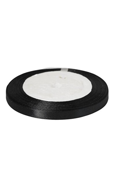 NO BRAND Κορδέλα σατέν 6mm/καρούλι 22.50μέτρα - Μαύρο