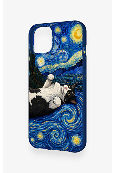 Vip Case iPhone 13 Uyumlu Gökyüzü ve Kedi Desenli Silikon Kılıf