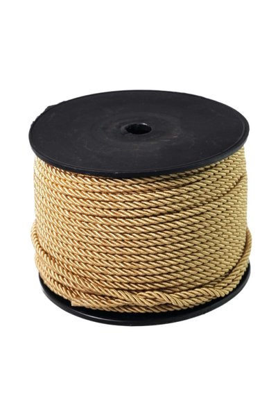 NO BRAND Στριφτό νάυλον/σατέν κορδόνι rayon 3mm/καρούλι 50 μέτρα - Μπέζ-Χρυσό