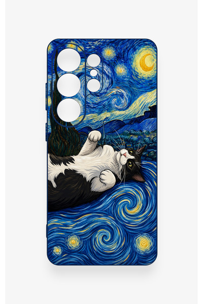 Vip Case Samsung S26 Ultra Uyumlu Gökyüzü ve Kedi Desenli Silikon Kılıf