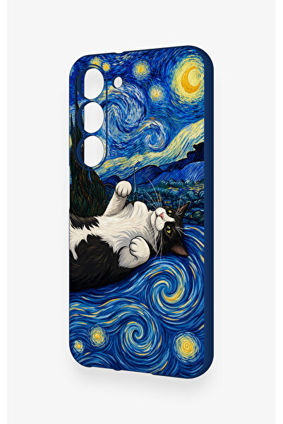 Vip Case Samsung S23 Uyumlu Gökyüzü ve Kedi Desenli Silikon Kılıf