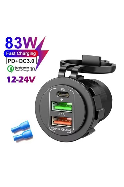 Kebidumei 3 Ports No Cable NEW 3/4 Ports Dual PD Dual QC 3.0 USB Car Charger ...