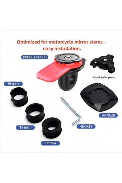 Choice Red Pro Rearview Mirror Phone Holder, Universal Bracket with Shock Abs...