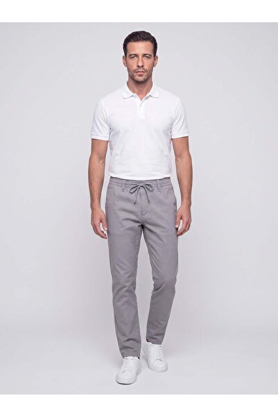 White Stone Γκρι ανδρικό παντελόνι jogger με δυναμική εφαρμογή και λουράκι στ...