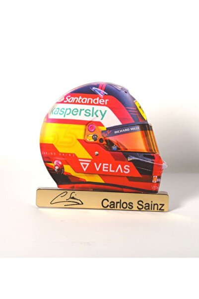 NO BRAND Κράνος Carlos Sainz με υπογραφή plexiglass επιτραπέζιο διακοσμητικό ...