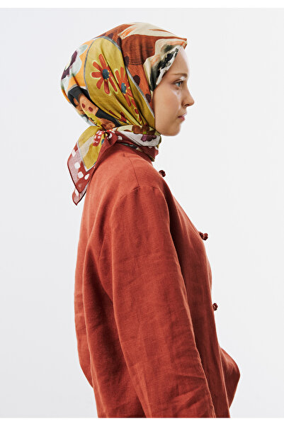 Freshscarfs Floral Story Desen Vual Eşarp Bakır