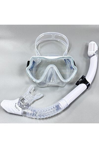 Choice ClearWhite Diving Mask Snorkel Set For Adults Tempered Glass Professio...