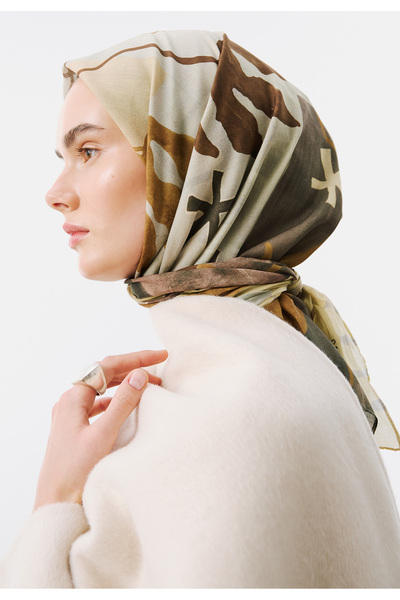 Freshscarfs Lillian Desen Vual Eşarp Tereyağı